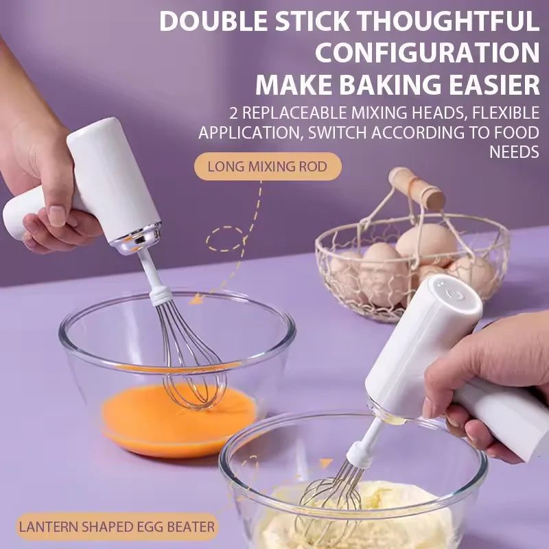 Handheld Electric Egg Beater Wireless Rechargeable Milk Frother Coffee Drink Mixer Milk Foamer Kitchen Tool For Cakes