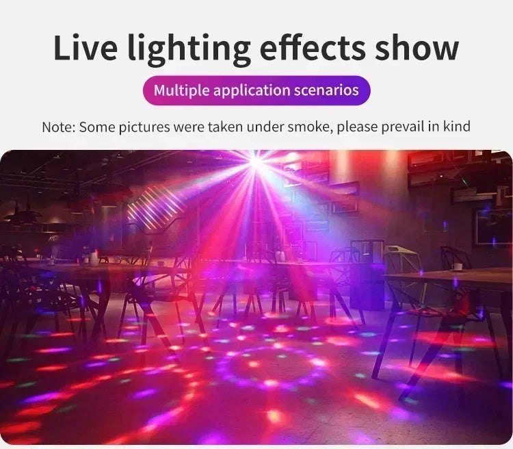 RGB LED Stage Disco Light Rotating DJ Ball Strobe Sound Control Magic Dance Car Christmas Gift Party Club Laser Show Lamp Party