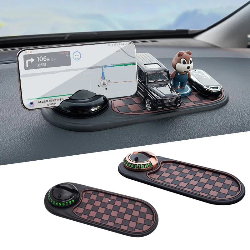 2 in 1 Car Phone Mount with Anti Slip Mat Dashboard Phone Holder 360-Degree Rotation Stable Smartphone Holder Universal