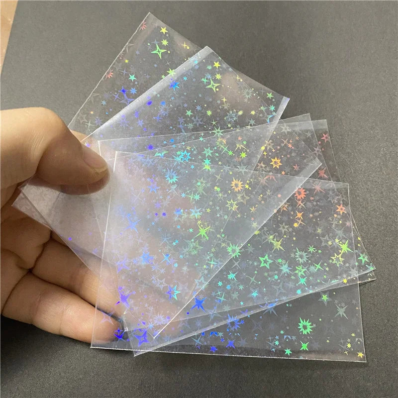 100PCS Holographic Card Sleeves photcard Protector 65x90mm for Magic TCG gaming cards, Anti-Scratch Glittering Foil Film