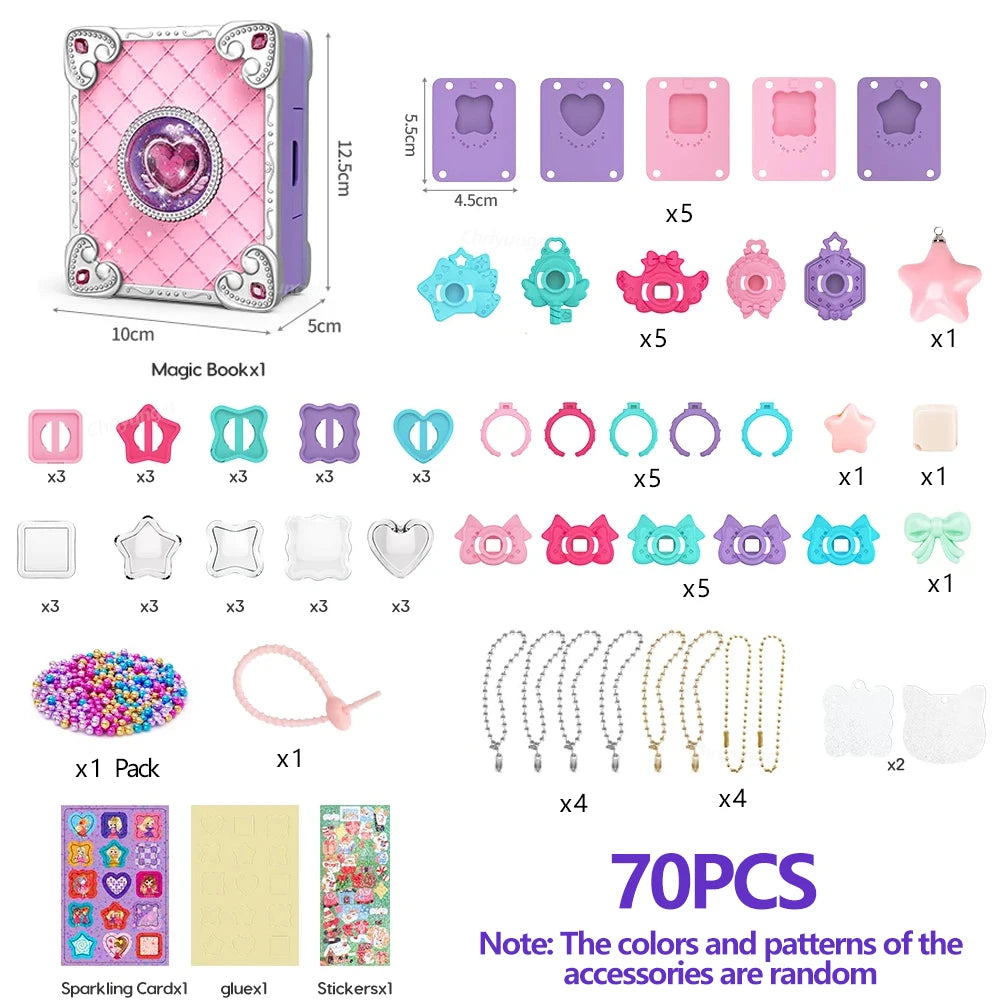 Magic Jewelry Making Kit 3D Magic DIY Jewel Rings Keychain Creative Handmade Craft Box Set for Girls Xmas Birthday Gifts