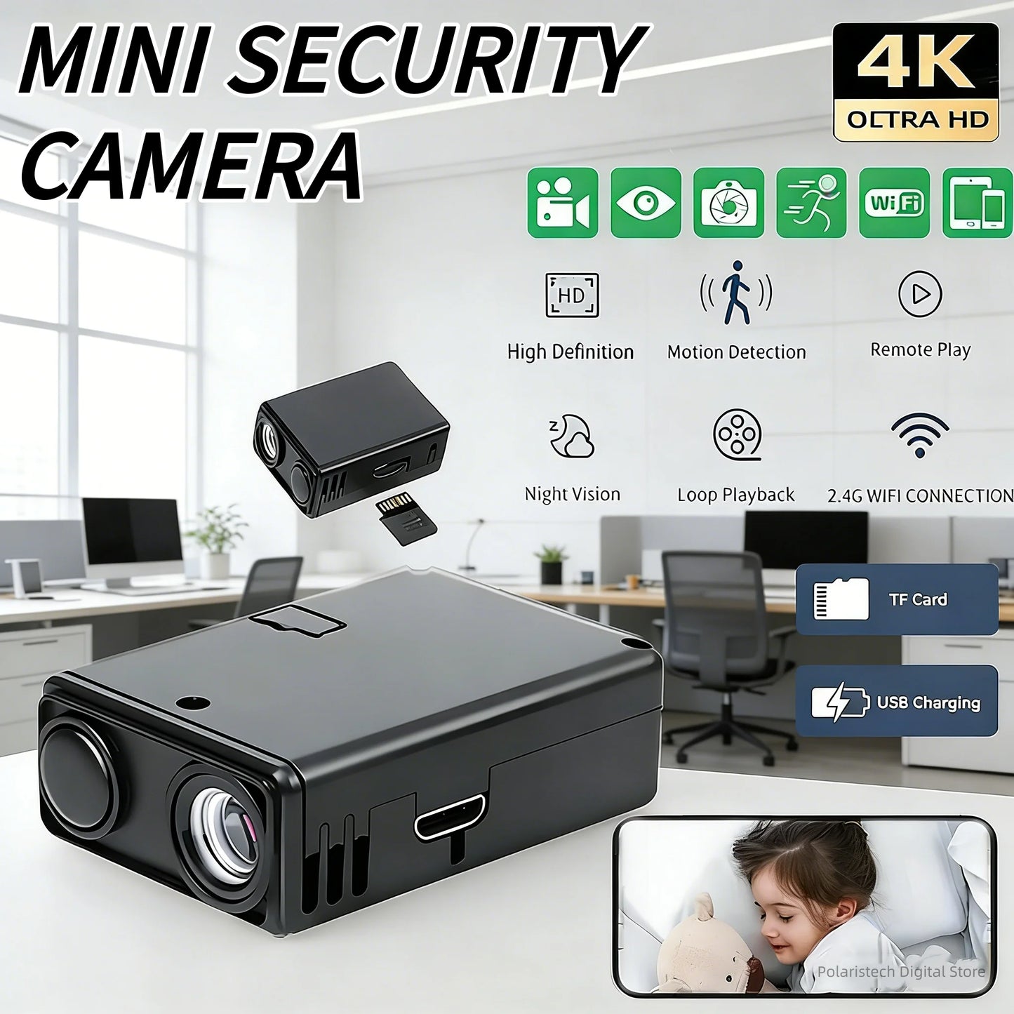 Mini 1080P HD WiFi Camera Safety Monitor Camcorders Indoors Night Version Video Intelligent Camera Security Protection 2026