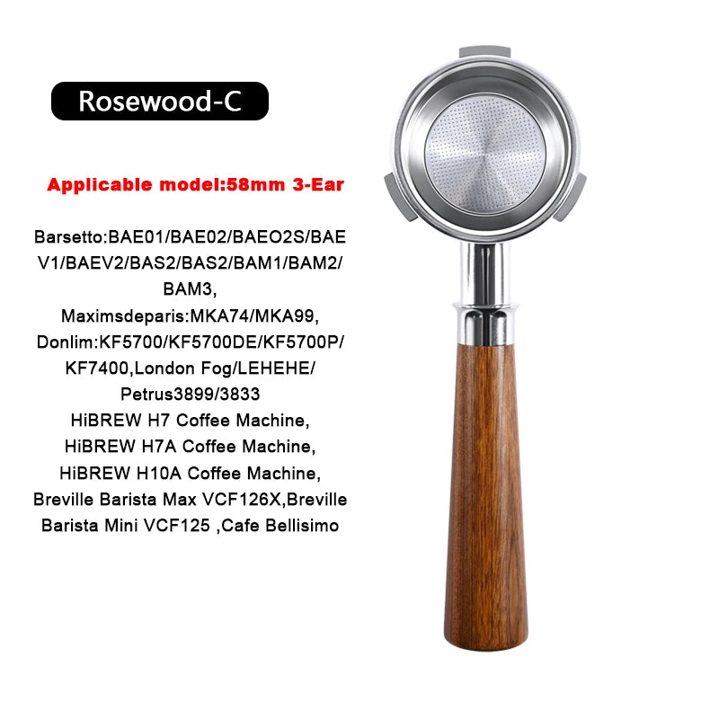 58mm 3-Ear For Hibrew h7 h7a h10a Espresso Bottomless Portafilter Breville Barista Max/Mini/Signature Brew Basket Barista Tools