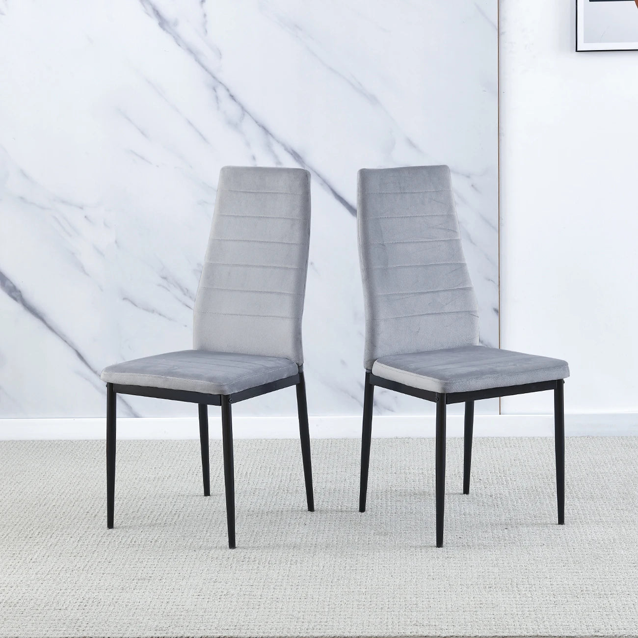 BonChoice Set of 2/4/6 Dining Chairs PU Leather/Velvet High Back With Metal Legs For Dining Room Kitchen Restaurant Office