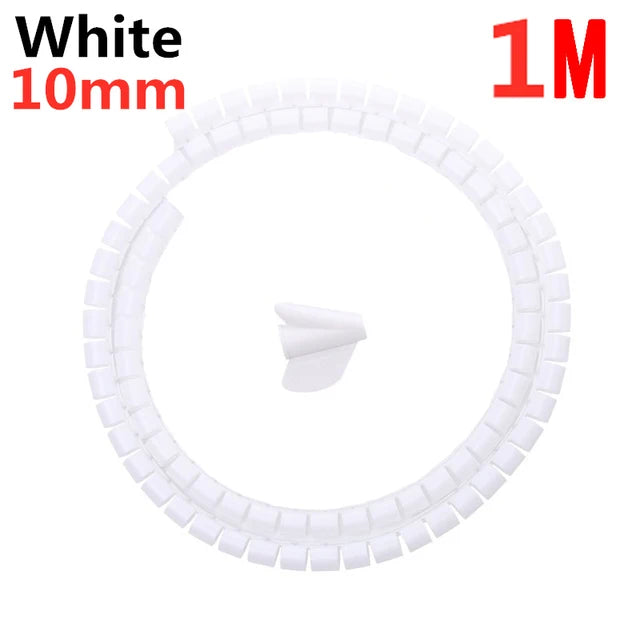 2M/1M Flexible Spiral Cable Wire Protector Cable Organizer Computer Cord Protective Tube Clip Organizer Management Tools 16/10mm