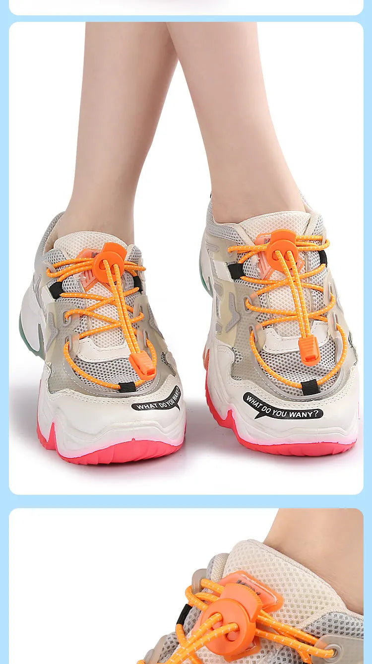 1Pair/3Pair Round Elastic Shoelace No-Tie Shoelaces for Sneakers and Casual Shoes Quick-On Quick-Off Laces