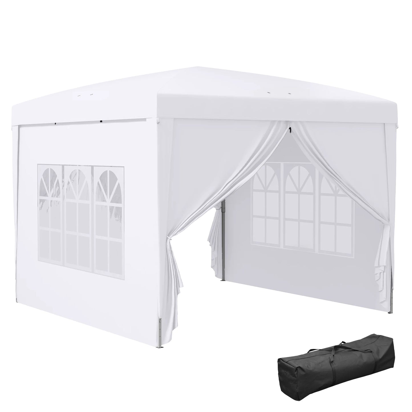 Outsunny 3 x 3(m) Pop Up Gazebo, Water and UV Resistant Party Tent Camping Canopy Marquee with  Carry Bag, Black