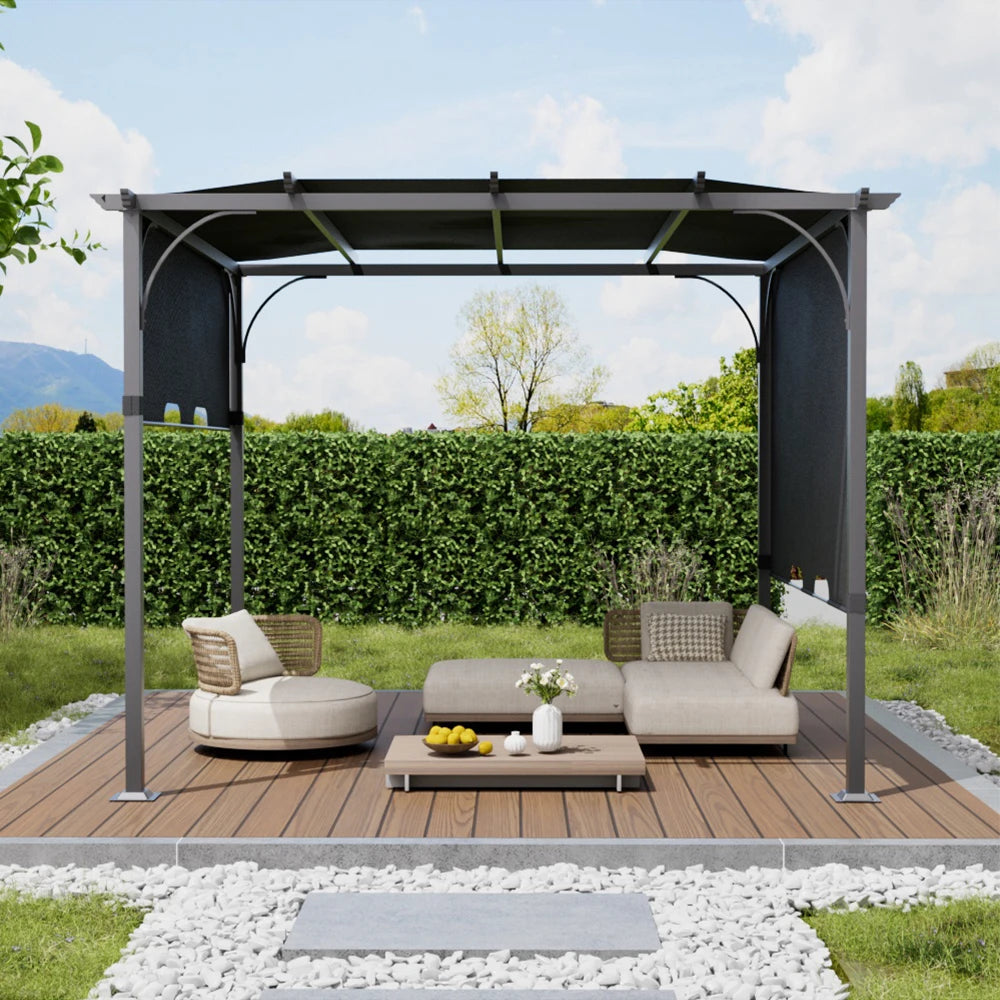 Voltsify Outdoor Pergola with Adjustable Canopy for Courtyard Terrace Garden