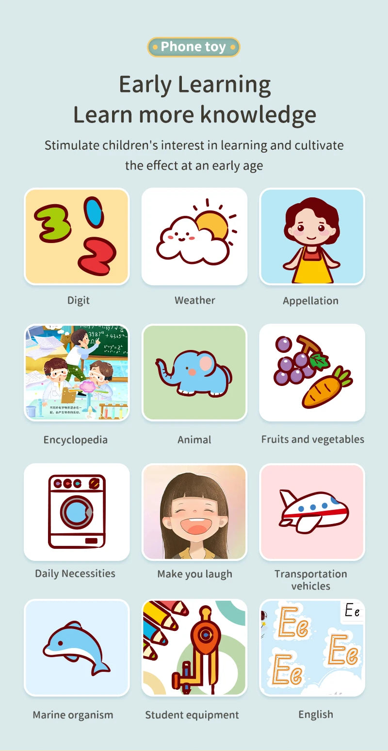 Toy Cell Phone Educational Toys Cellphone Baby Kid Educational Toy Phone Mobile Phone Model Toy for Children Birthday Xmas Gift