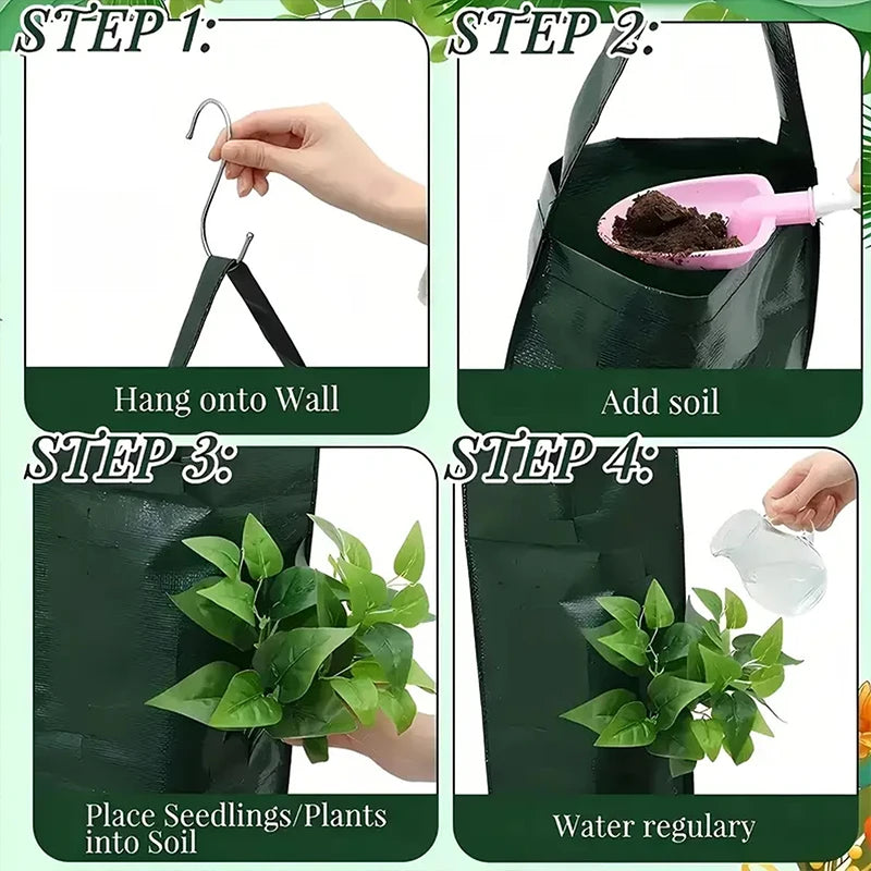 Hanging Strawberry Planter Hanging Planter, Vertical Garden Bag for Balcony, Durable Outdoor Indoor Grow Bag