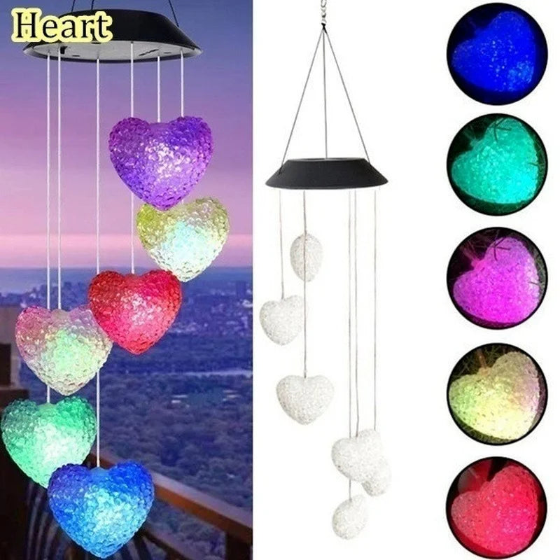 LED Solar Wind Chime Crystal Ball Hummingbird Wind Chime Light Color Changing Waterproof Hanging Solar Light For Home Garden