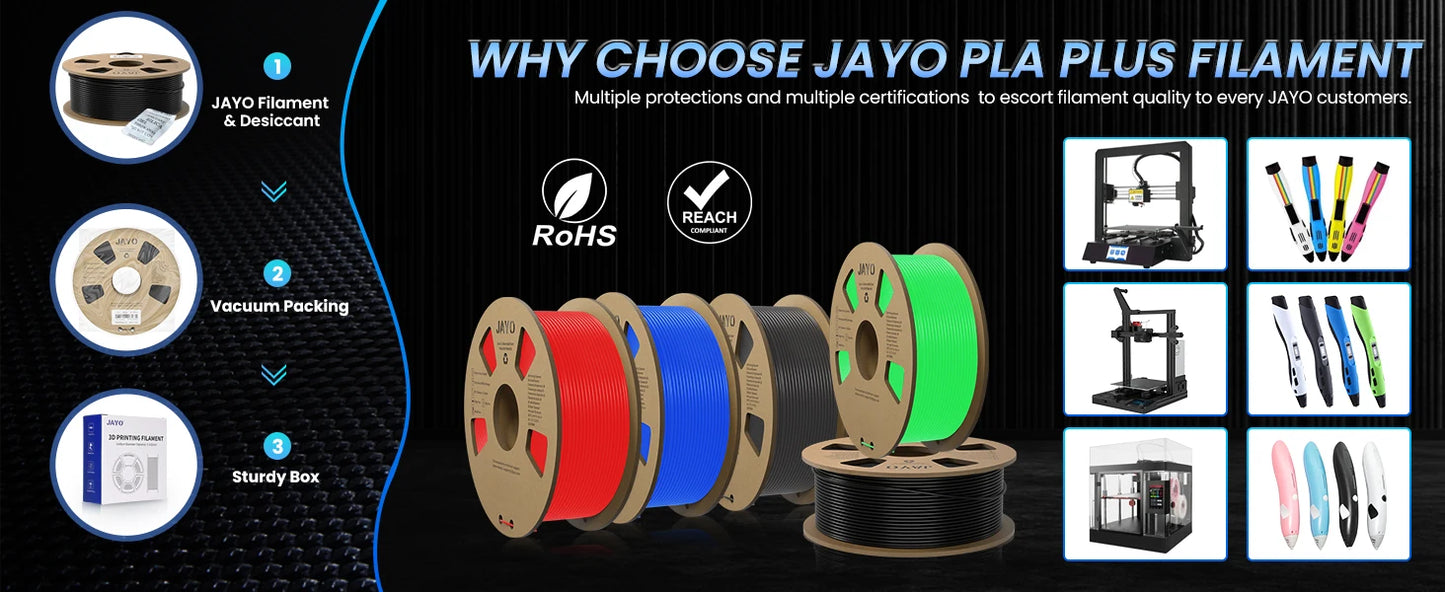 JAYO 3D PETG/PLA/PLA PLUS Printer Filament 1.75mm 5.5KG 100% No Bubble non-toxic 3D Printing Materials for 3D Printer&3D Pen