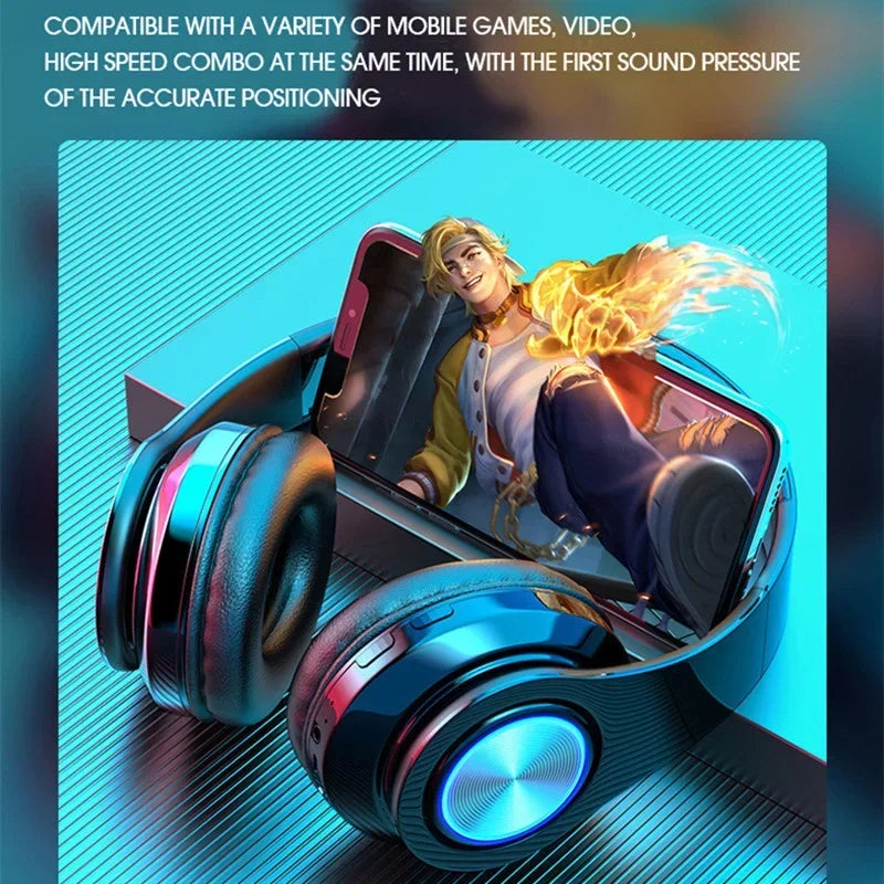 Foldable Bluetooth Headsets  Wireless Headphones With Mic Stereo Earphone Support TF Card FM For Xiaomi Iphone Sumsamg Phone
