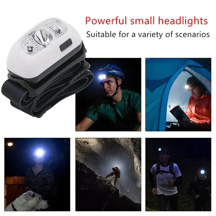 Mini LED Headlamp USB Rechargeable Headlight Wave Sensor Head Flashlight Outdoor Houshold Lamp for Camping Hiking Emergency Fish