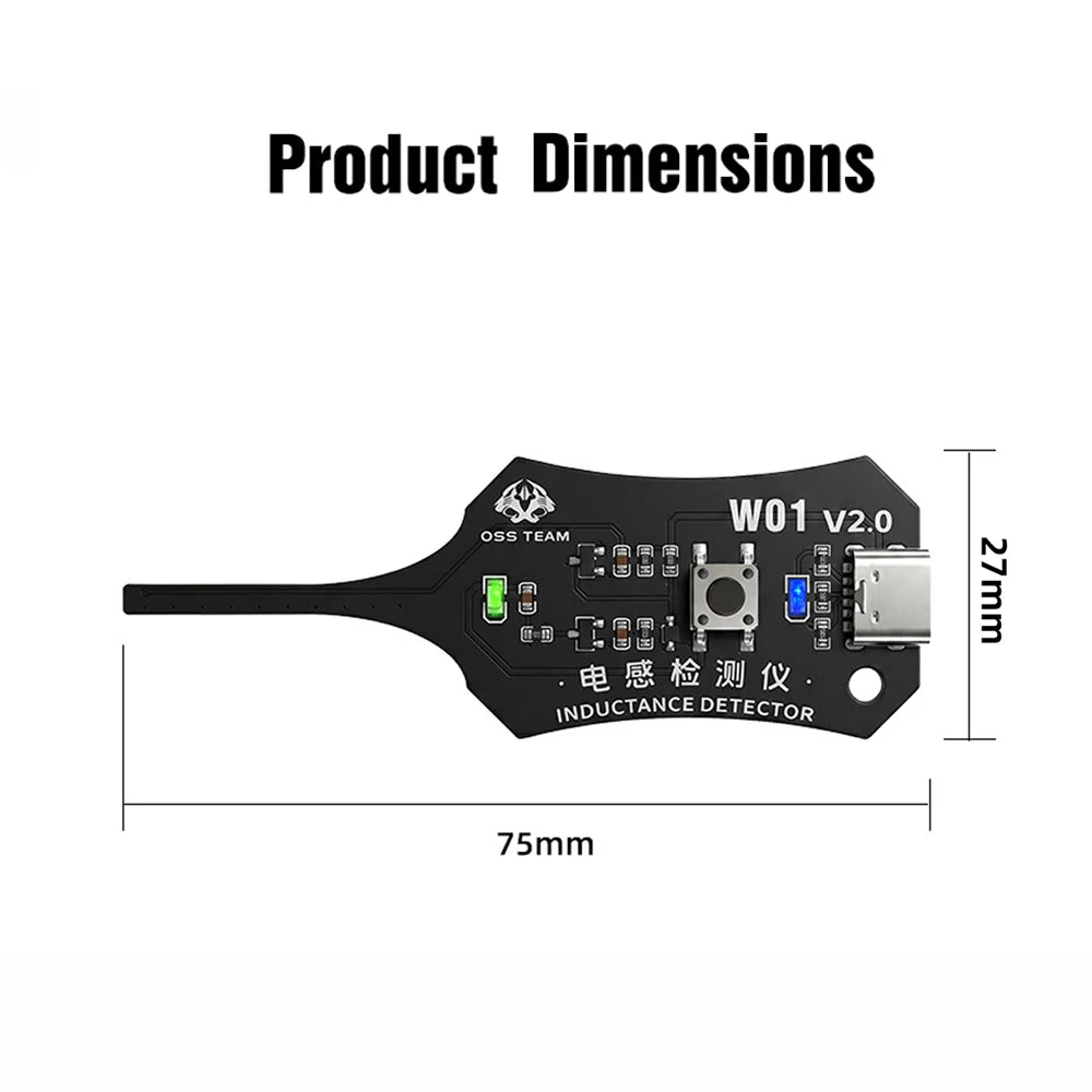 Type-C Inductance Tester Electromagnetic Non-Contact Fault Detection for Phones PCB Motherboard Repair Diagnostics Tool