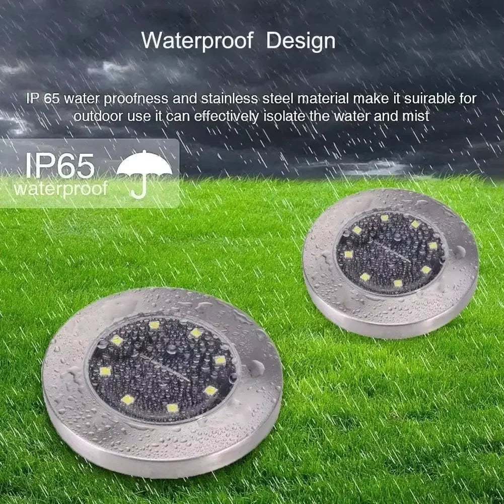4 Pcs 8LED Solar Power Disk Light Outdoor Garden Solar Underground Light Deck Light Spotlight Buried Solar Led Lamp