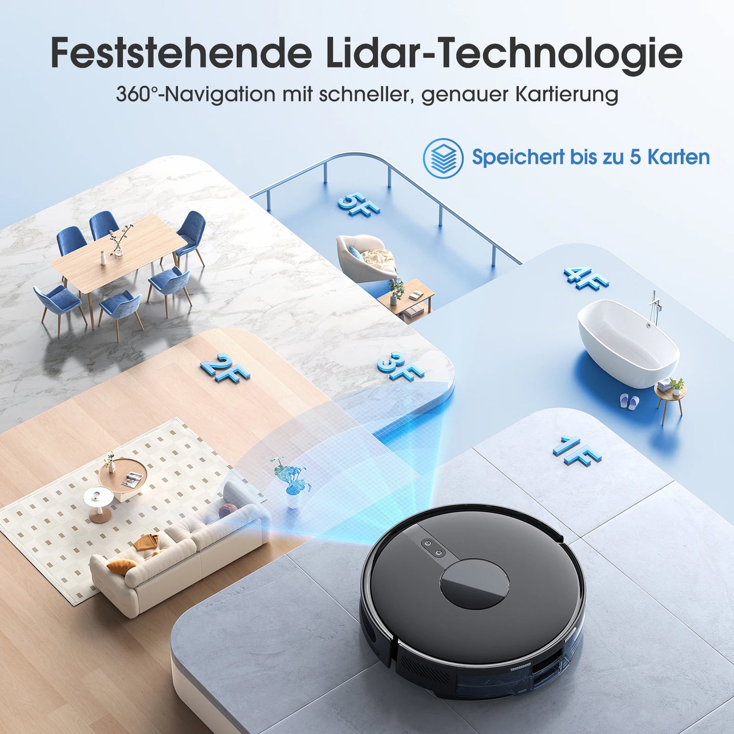 Lubluelu 6500Pa Sweeping Robot Vacuum Cleaner with Mapping Self Collection Dust App Control Dragging Cleaning Sweep Floor for Home Office