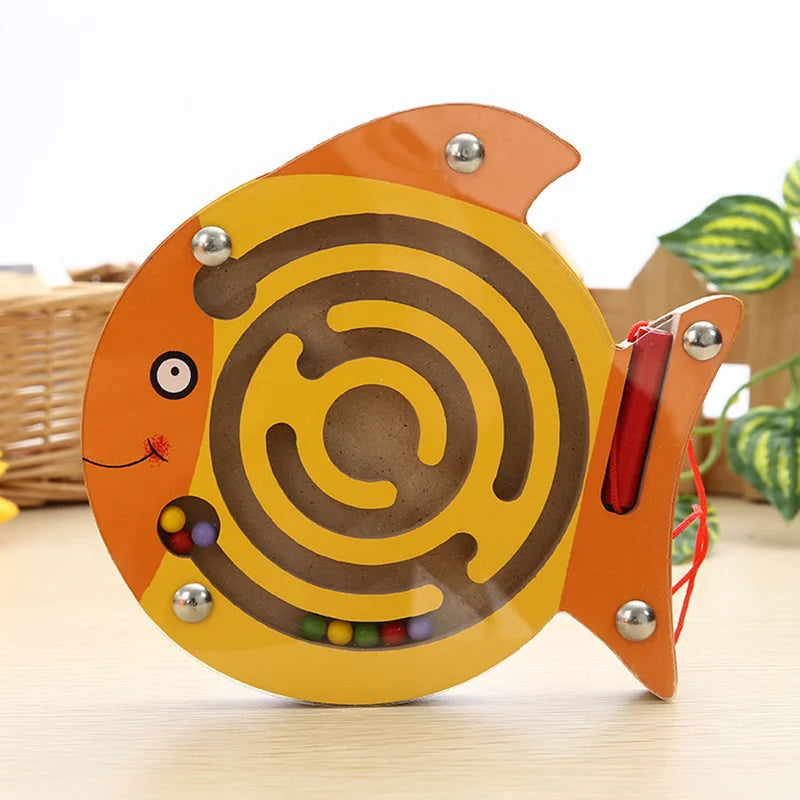 Montessori Educational Toys Children Magnetic Track Maze Balance Board Wooden Puzzle Game Baby Toys