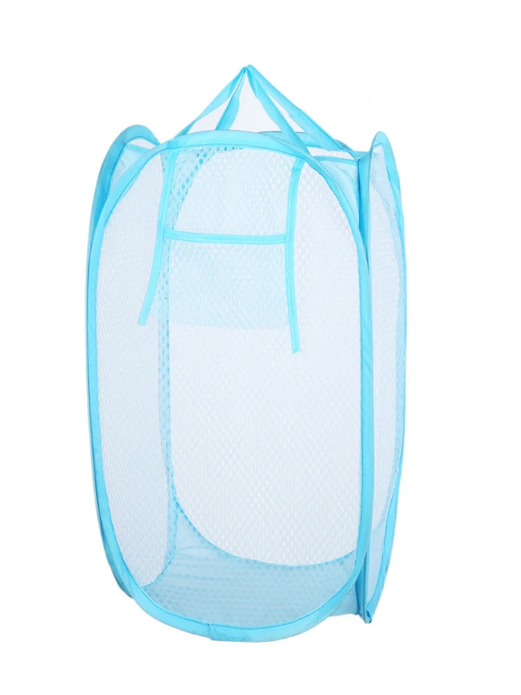 Mesh breathable laundry basket, foldable large size 40 * 40 * 70 miscellaneous laundry basket, simple and large capacity miscell