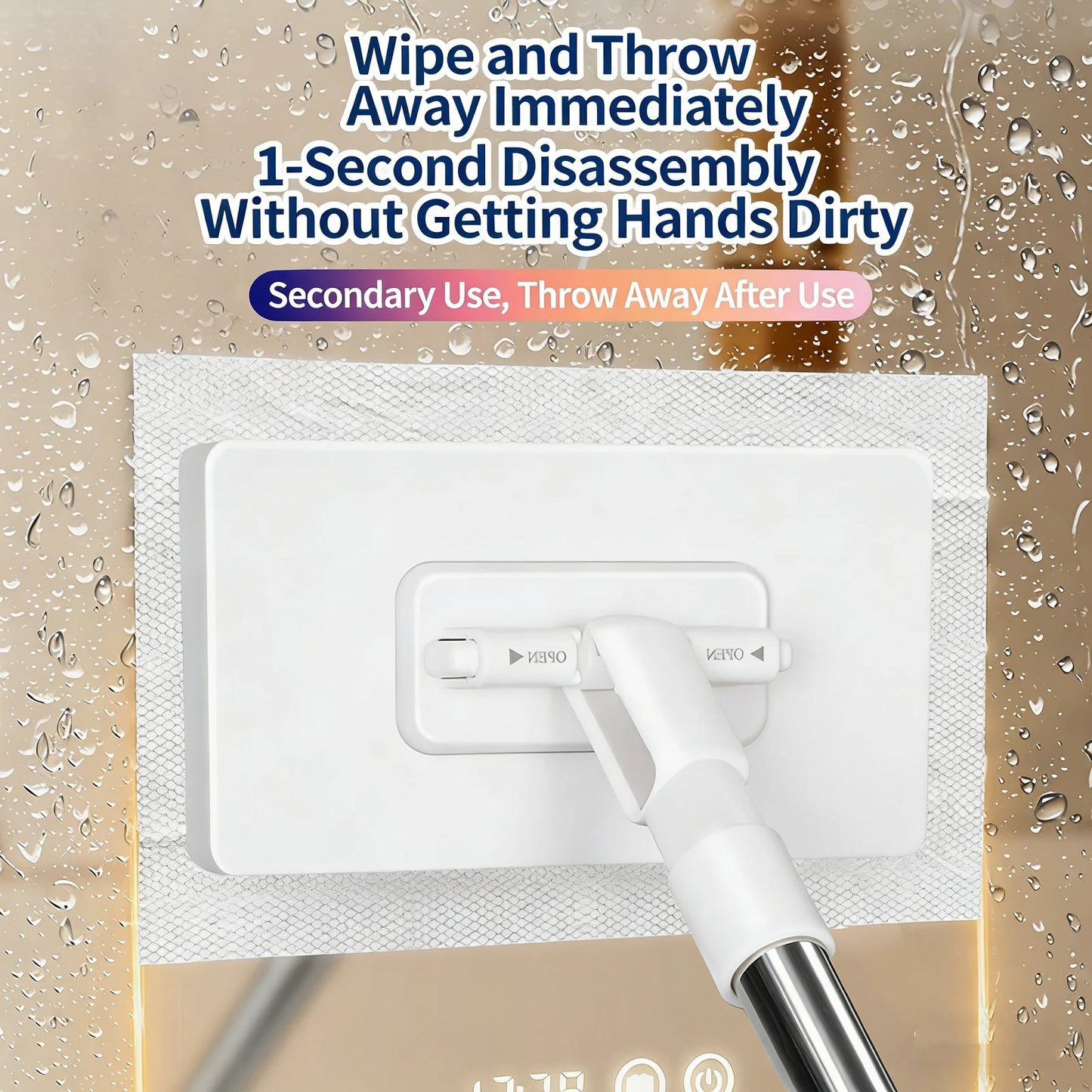 Reusable Dust Mop for Floor Cleaning Automatic Clamping Mop Clamp 100cm Wiper Floor Household Cleaning Cloths for Dust Removal