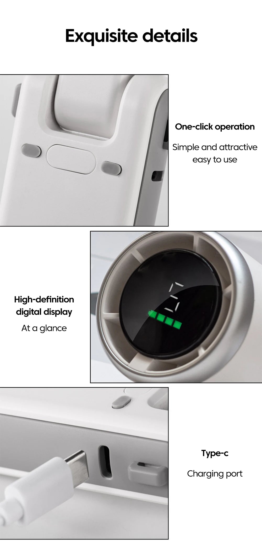 Handheld Folding Fan Type-C Charge Ports Portable Desktop 5level Wind Speed Adjustment Digital Display Electric Fan With Lanyard