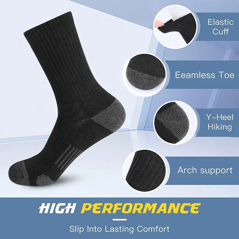 5 Pairs of High-Quality Men's Outdoor Cycling Running Socks Comfortable and Soft All Season Oversized Sports Socks Set