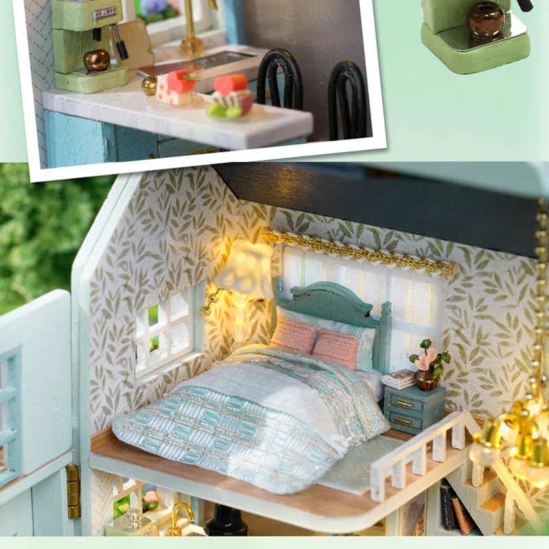 DIY Wooden Doll Houses Mini Assembly Handmade Small House Creative Scene Decoration DollHouse For Toys Birthday Gifts