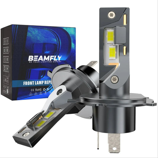 BEAMFLY 100W LED H4 Headlight Bulbs H7 Canbus Wireless Diode Light 6500K White 20000LM CSP Plug&Play Car Headlight Assemblies