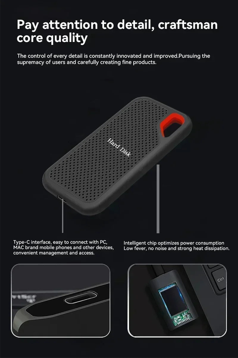 Slim Portable External SSD 128TB Hard Disk High Speed 4TB for Notebook Computer Reliable Storage Devices in 1TB and 16TB Sizes