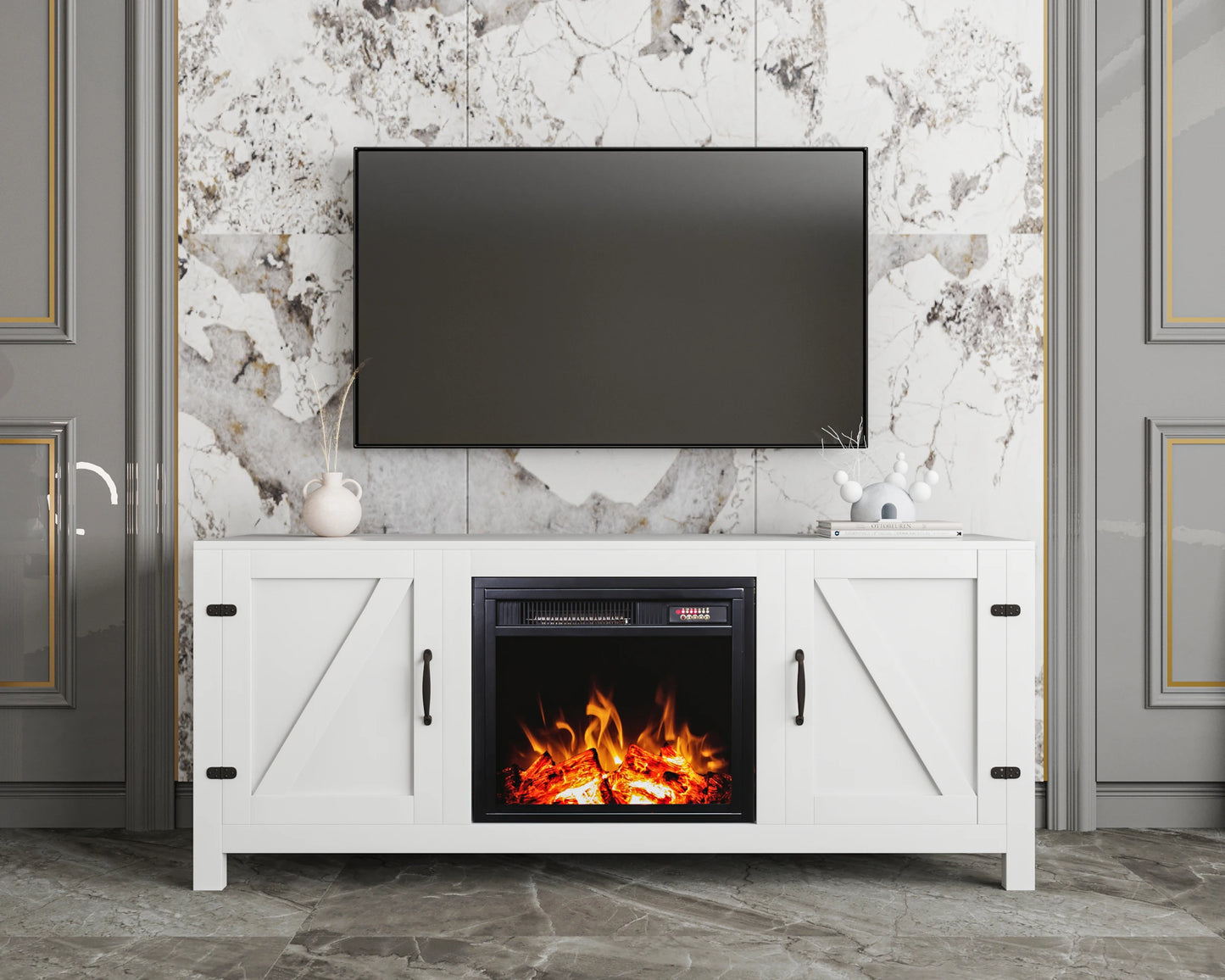 Floating Fireplace Tv Stand Modern High Gloss 72" Entertainment Center Wall Mounted Electric Fireplace Tv Media Console