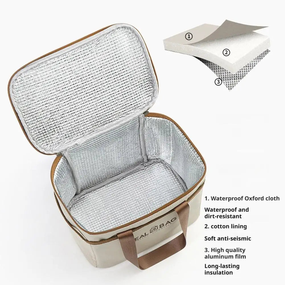 Large Capacity Tote Bento Insulated Lunch Bag Picnic Food Box Storage Ice Cooler Thermal Bag Portable Handheld Insulation Bags