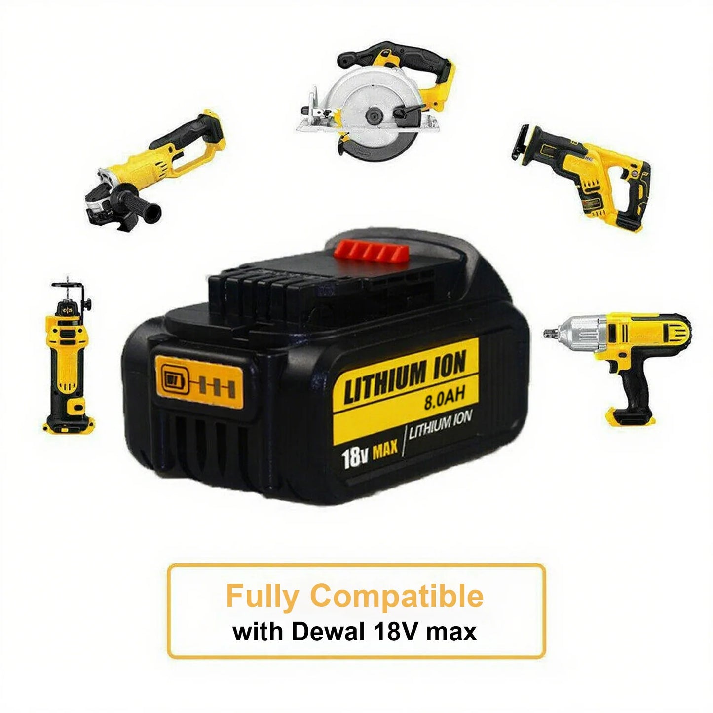 2Pack 18V 8.0Ah Li-Ion Replacement Battery for Dewal Pin Cordless Power Tools, Compatible with 18V Slide Style Tools