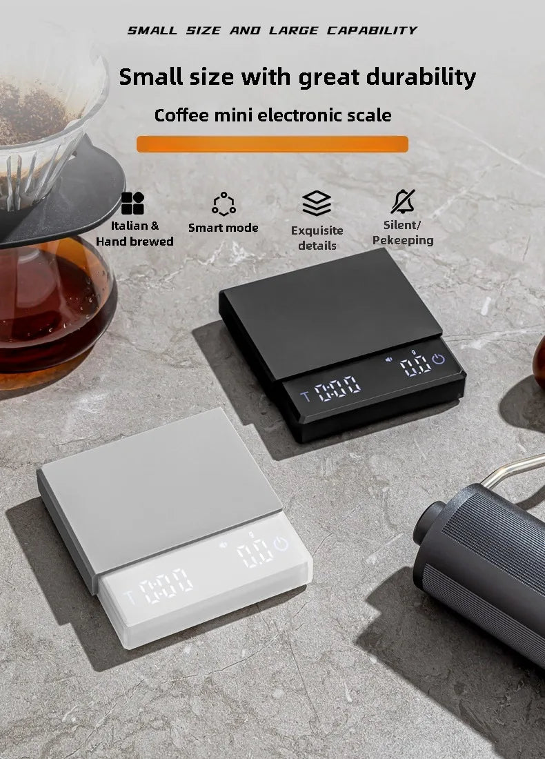 Mini Digital Coffee Scale with Timer 0.1g High Precision Rechargeable USB-C Fast Charging Kitchen Scale for Espresso Pour Over