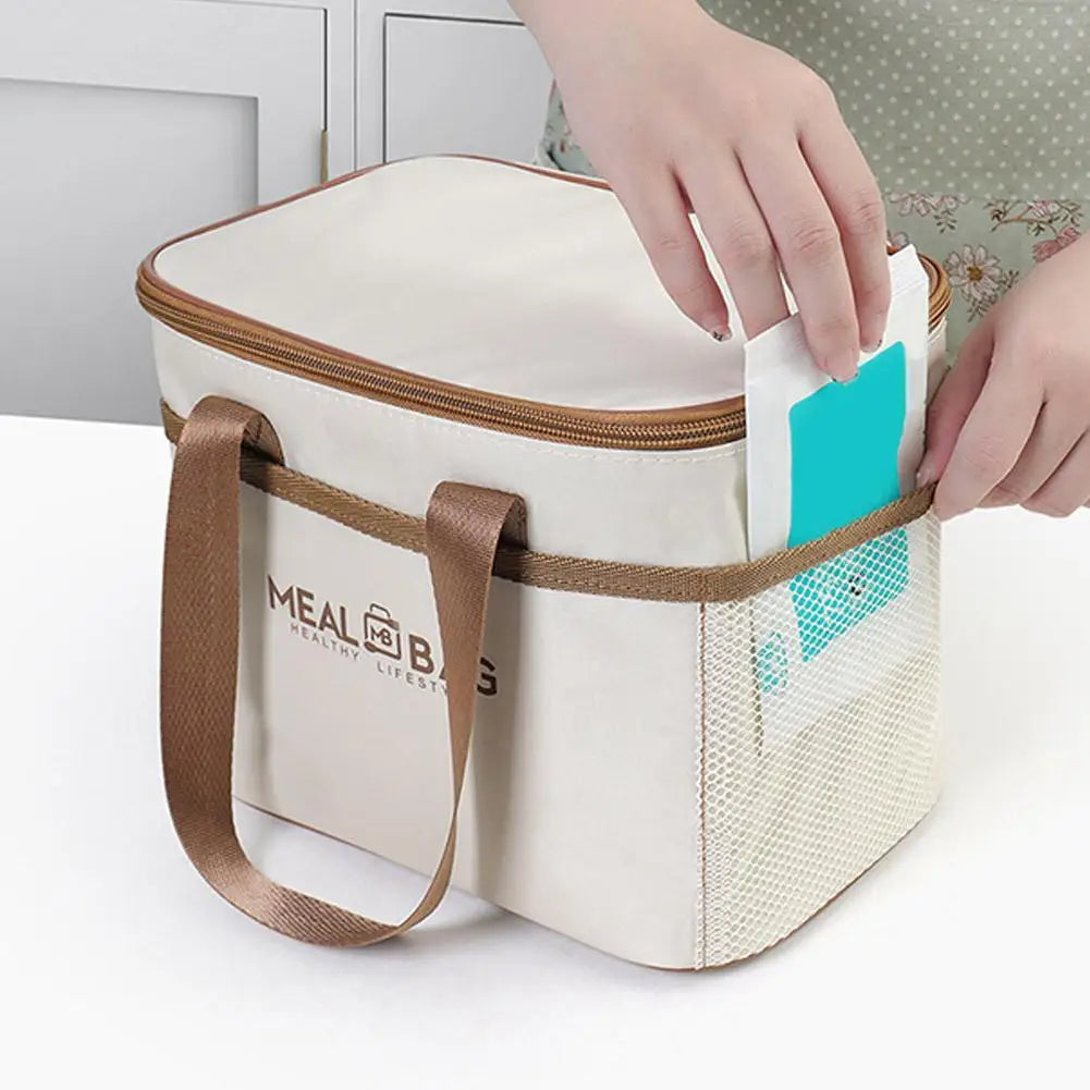 Large Capacity Tote Bento Insulated Lunch Bag Picnic Food Box Storage Ice Cooler Thermal Bag Portable Handheld Insulation Bags