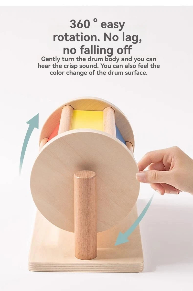 Montessori teaching AIDS,spning drum rotating rainbow, baby intelligence, baby children's toys, early education Montessori toy
