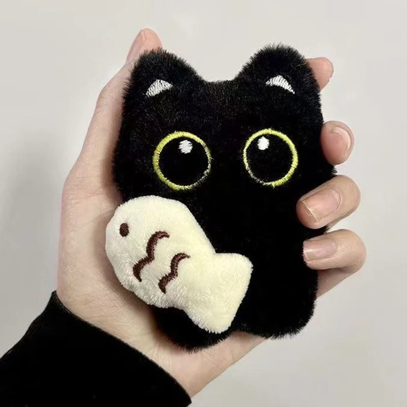 Cute Black Cat Plush Pendant Keychain Pilot Little Black Cat Hanging Backpack Keychain Creative Cat Plush Phone Keychain Gift