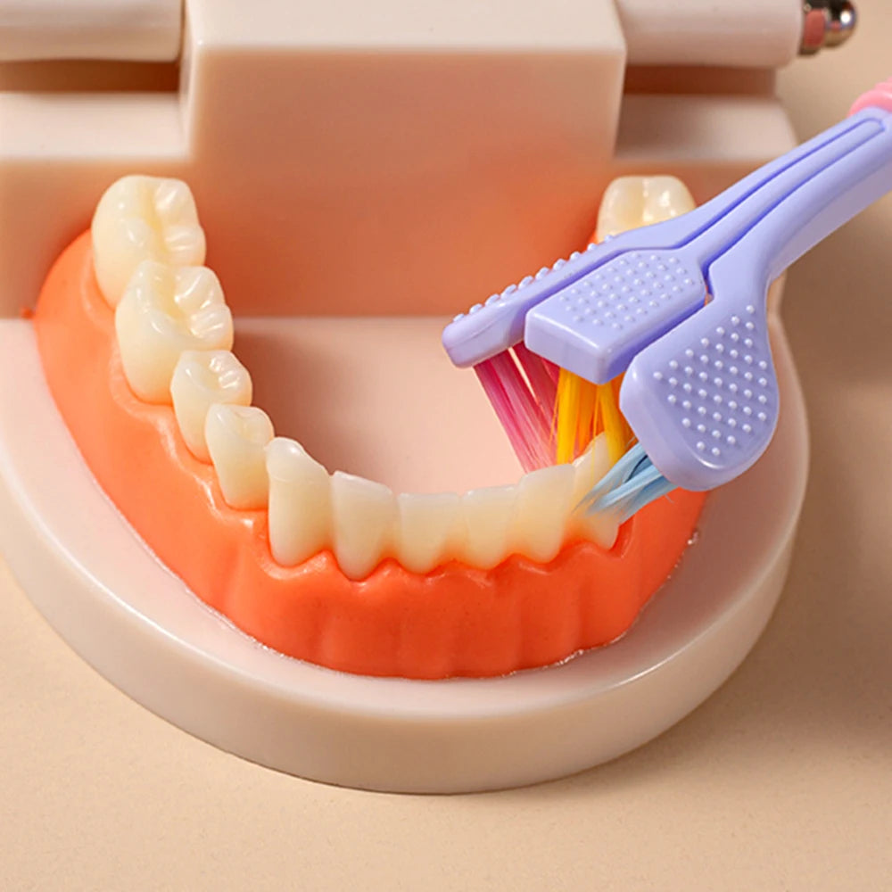 Household 3-Sided Toothbrush with Soft Bristles Comfortable Easy to Use Deep Cleaning Toothbrush for Adults Kids Boys Girls