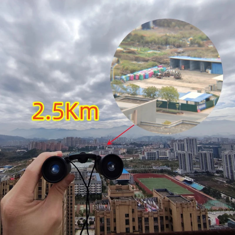 9000x25 HD Zoom Portable Powerful Binoculars Long Range BAK4 Telescope Jumelles Folding Optics for Outdoor Hunting Camping