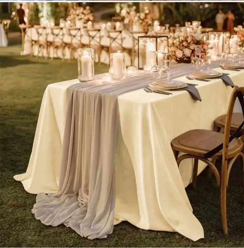 Rectangle Wedding Satin Large Tablecloth Bright Smooth Silk Table Cover Anniversary Dining Party high-end Table Decor