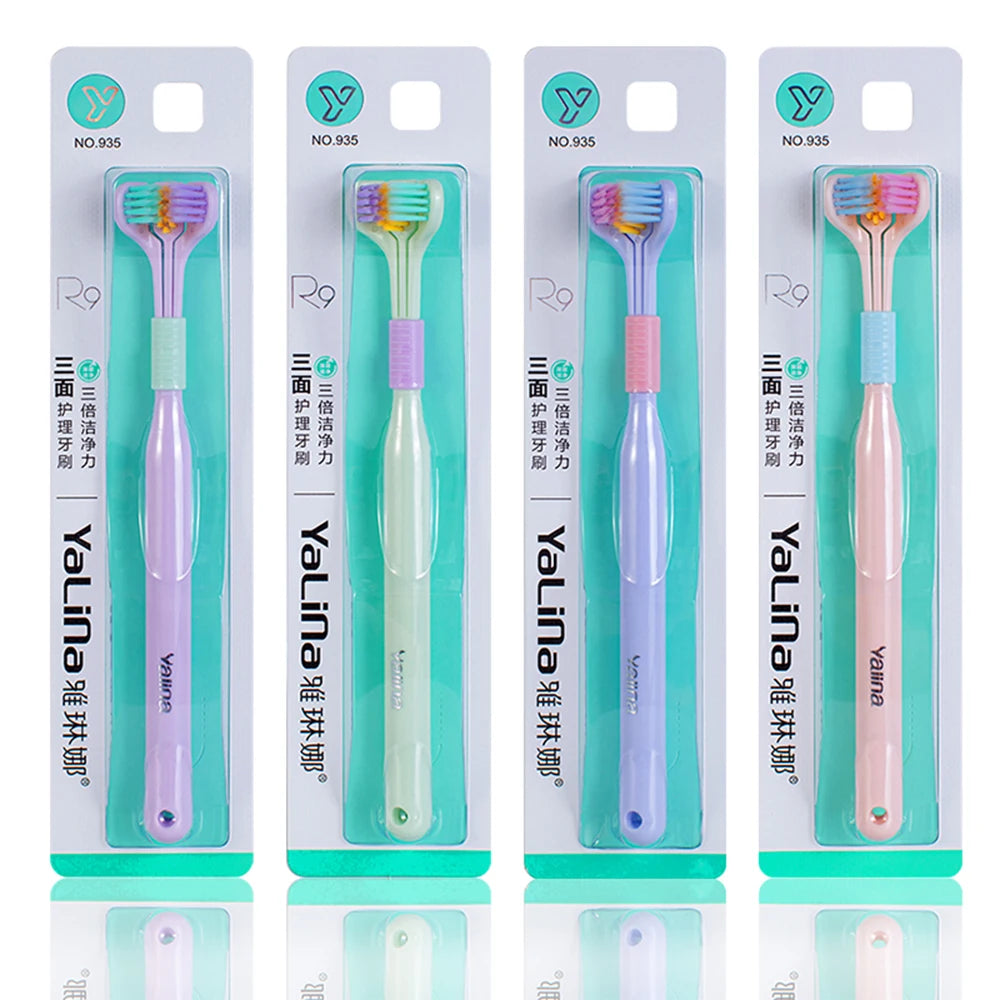 Household 3-Sided Toothbrush with Soft Bristles Comfortable Easy to Use Deep Cleaning Toothbrush for Adults Kids Boys Girls