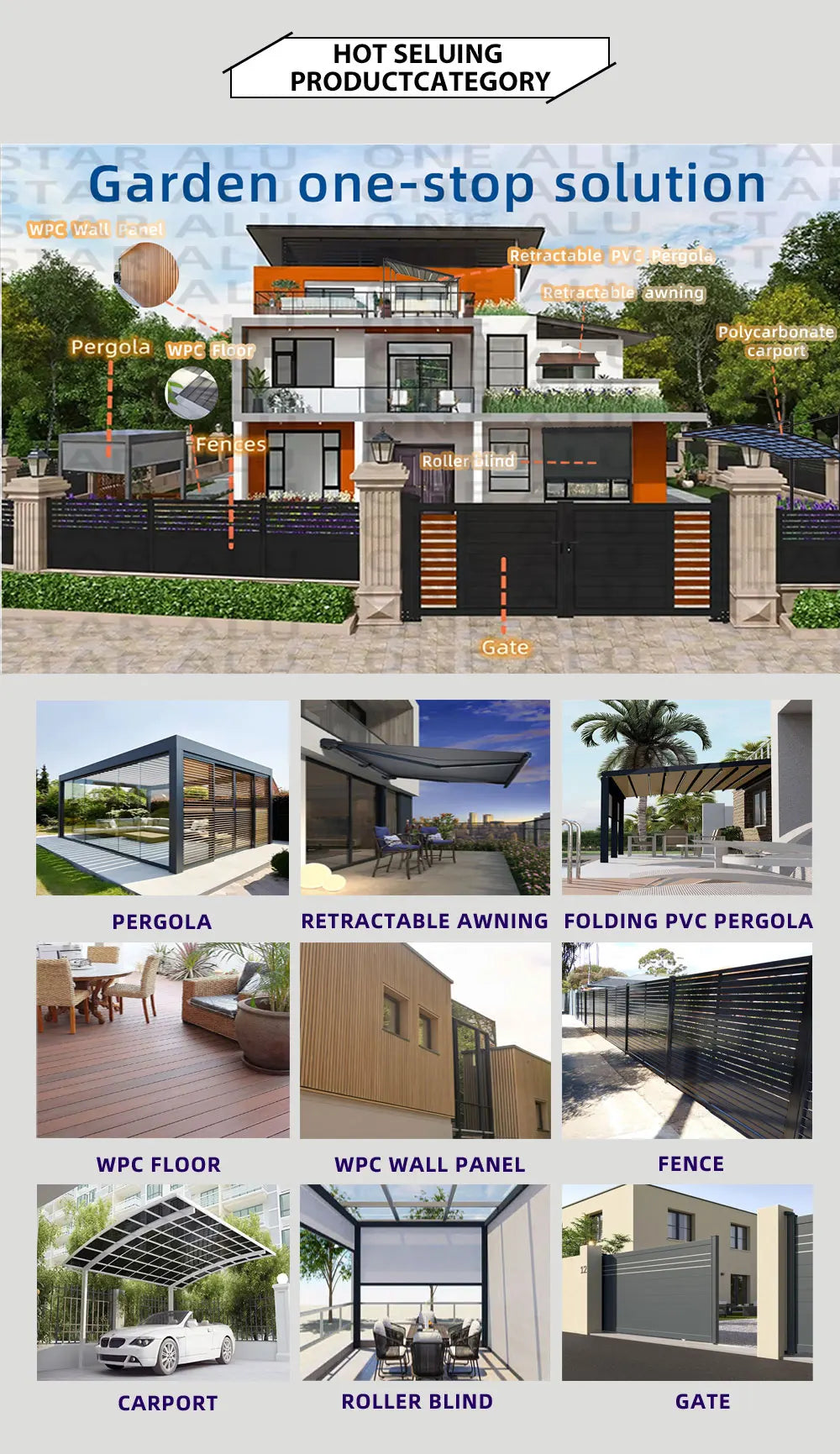 Waterproof Aluminum Outdoor Pergola with Curved Polycarbonate Top Easy Assembly Custom Size for Garden Backyard