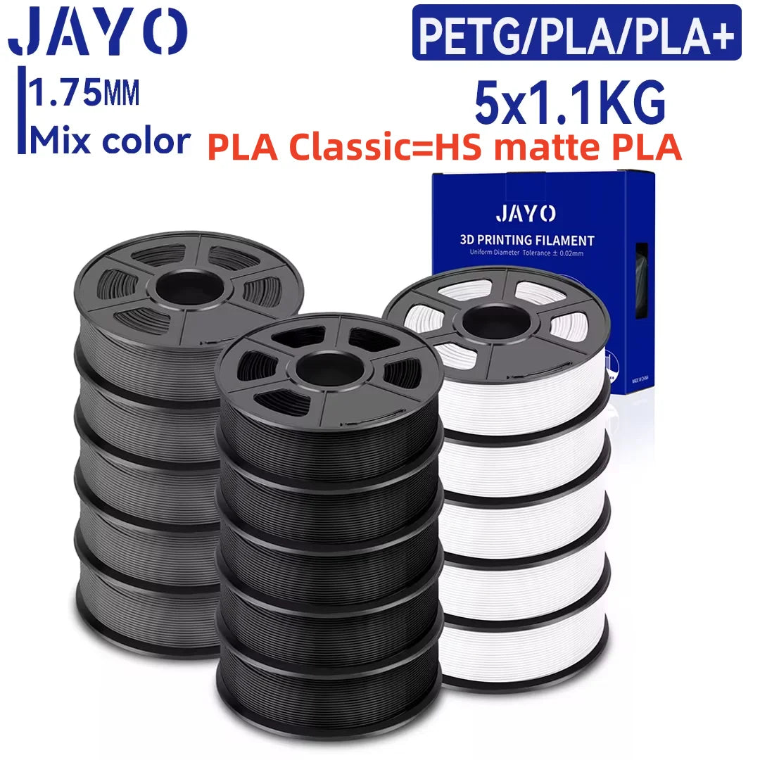 JAYO 3D PETG/PLA/PLA PLUS Printer Filament 1.75mm 5.5KG 100% No Bubble non-toxic 3D Printing Materials for 3D Printer&3D Pen