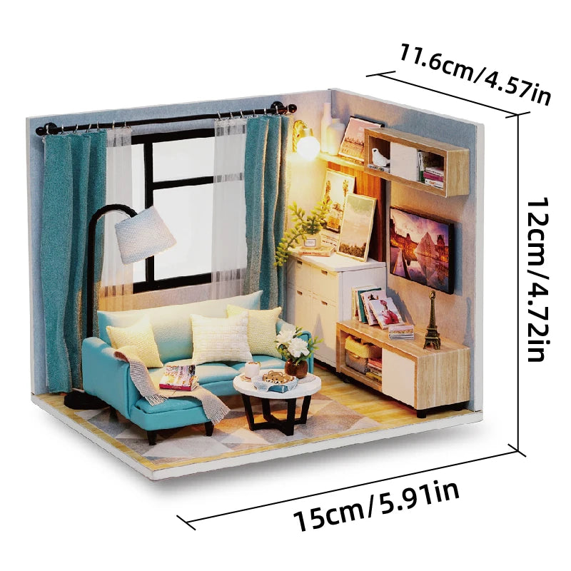 Wooden Mini Doll House Assembled Model Building Small House Kit 3D Puzzle Toys Bedroom Decoration With Furniture Gifts Dollhouse
