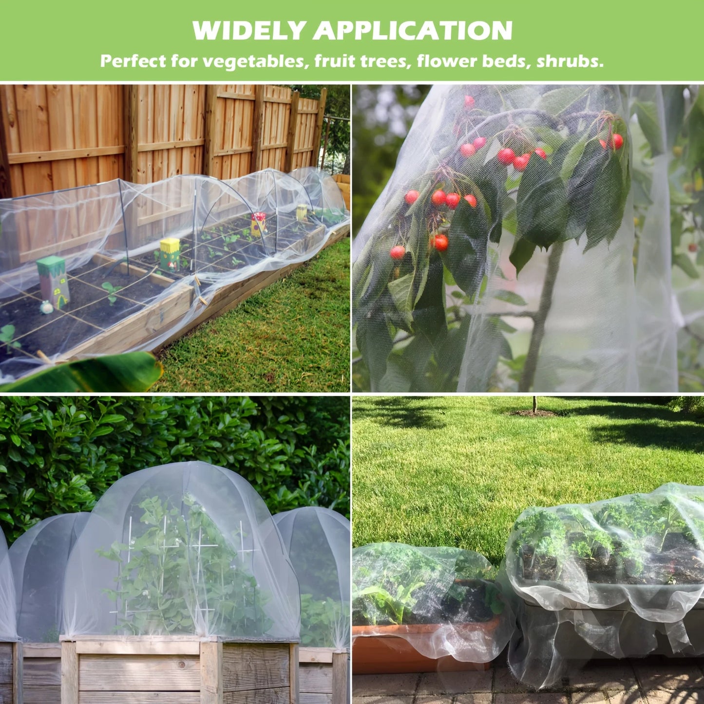 1-Piece Set 98.43x196.85 Inch Mesh Mosquito Net Garden Pest Barrier Elevated Bed Cover for Plant Protection