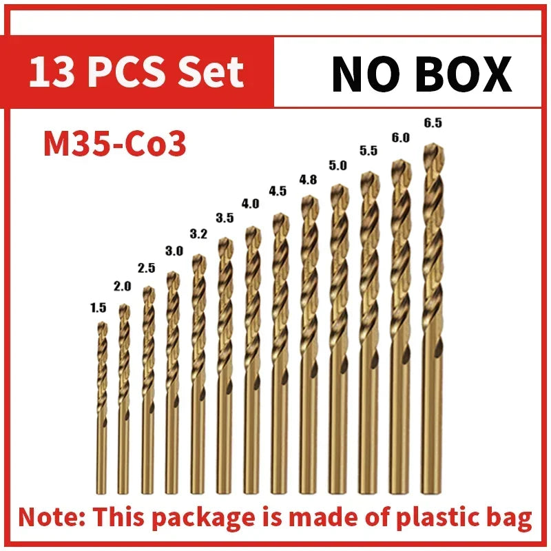 Cobalt High Speed Steel Twist Drill Bit M35 Stainless Steel Tool Set Of Drills Accessories For Metal Stainless Steel Drilling