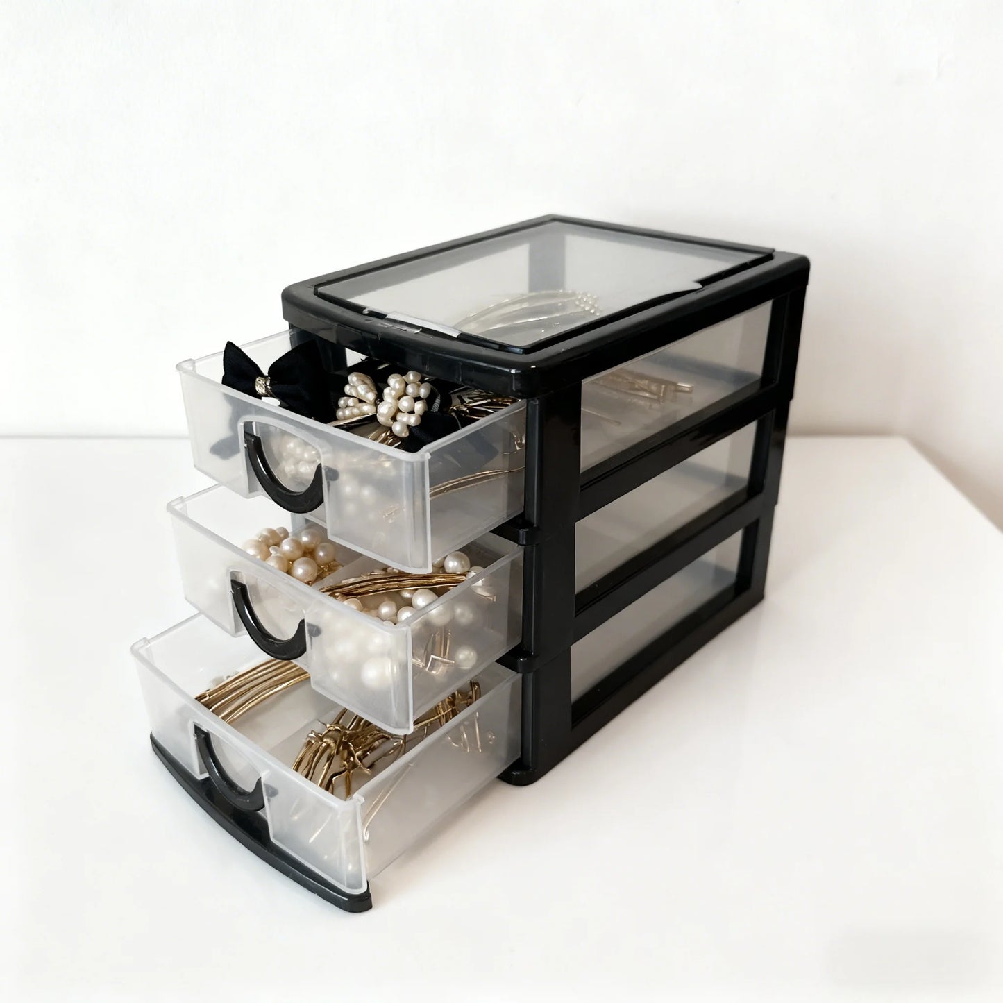 4-layer drawer-style jewelry storage box, rhinestone storage box, transparent earring storage box
