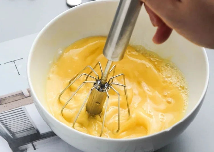 Semi-Automatic Egg Beater Stainless Steel Egg Whisk Manual Press Type Mixer Self Turning Egg Stirrer Kitchen Egg Tools