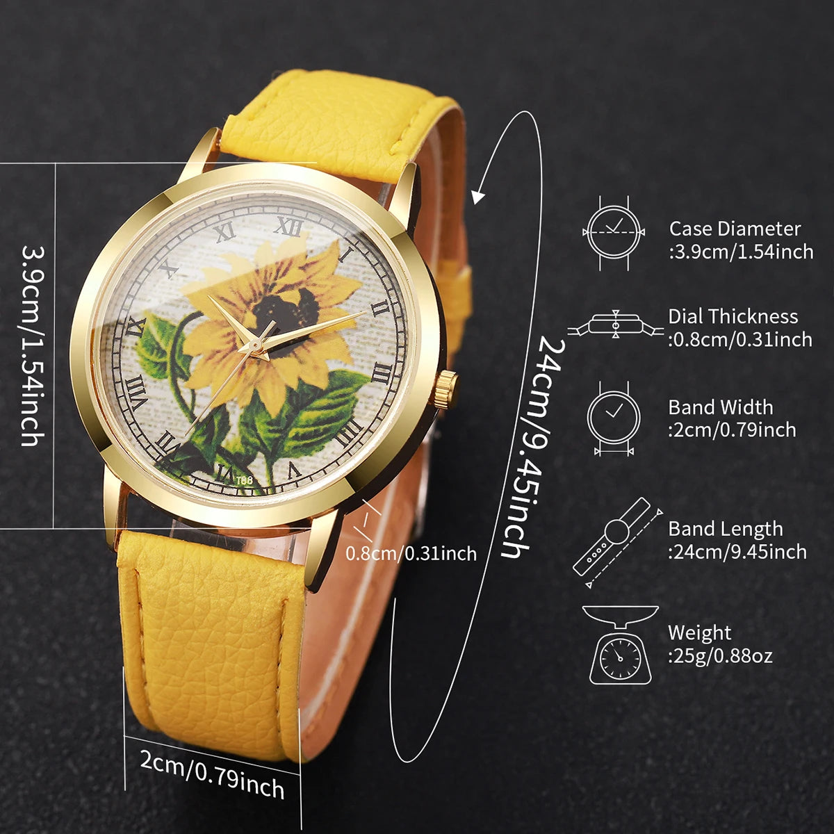 Fashion Flower Roma Dial Women Wristwatch Casual Leather Strap Quartz Watches For Ladies Clock Reloj Mujer（Without Box）