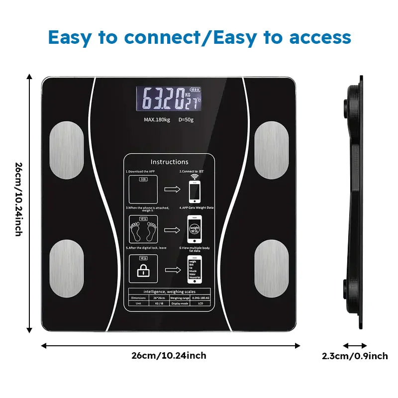 Smart Body Fat Scale  Bluetooth Health Scale Wireless LED Digital Weight Scale Body Composition Analyzer Testing Body Fat Scale