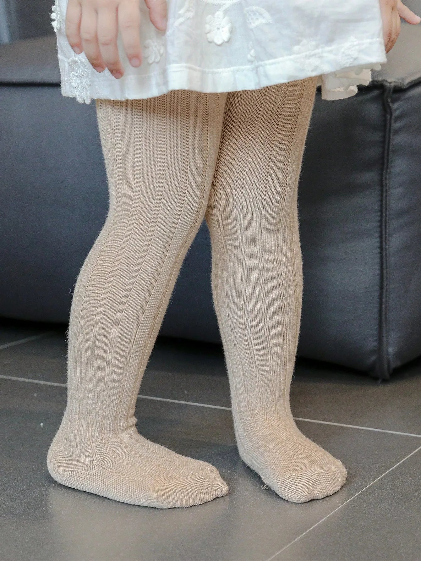 1-Pack of Simple Basic Vertical Striped Leggings for Baby Girls, Suitable for Girls' Daily Life